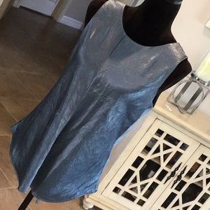 Vince sleeveless top, acetate, wrinkle look, teal blue, size large